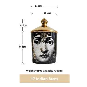 Vaso Contenitore in <span class=keywords><strong>Ceramica</strong></span> Italiano Clever Wind con Stampa Volto Umano, Cilindrico Creativo, Portacandele per Aromaterapia, Contenitore per Gioielli - Product Image 6
