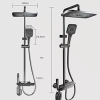 Système de douche complet de luxe fait main avec affichage numérique, barre coulissante murale, pommeau de douche et robinet en laiton pour hôtels et appartements, effet pluie