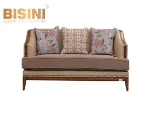 High Quality Luxury Living Room Furniture 2 Seater Solid Wood Sofa