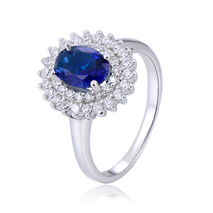 Set di gioielli in argento Sterling 925 brillante di moda Set di gioielli per ragazza adorabile con zaffiro blu ovale placcato in rodio di cristallo Aaa - Product Image 2