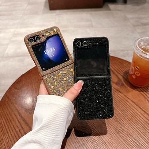 Étui de téléphone de luxe en gros avec paillettes pour <span class=keywords><strong>Samsung</strong></span> Galaxy Z Flip 7 6 5 4 3, étui pliable en TPU et PC, antichoc, fabrication OEM - Product Image 3