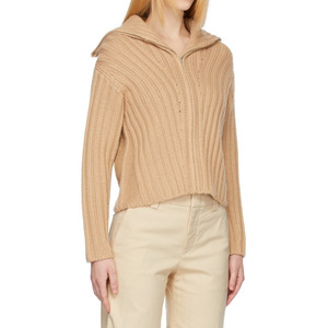 Cardigans de Algodão 100% de Alta Qualidade para Mulheres, Tops Casuais de Manga Longa com Zíper Lateral, Suéteres de Inverno - Product Image 3