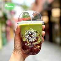 Gobelets en plastique de haute qualité pour Bubble Tea, café glacé, 90 mm, avec logo, jetables, épais, pour smoothies, jus, transparents