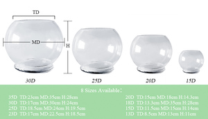 6インチの卓上装飾用透明丸型ミニガラス水槽（底付き） - Product Image 3