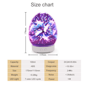 Diffuseur humidificateur en verre 3D effet bois transfrontalier avec lumière LED, motif libellule, veilleuse aromathérapie 100ml - Product Image 5