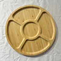 Plateau de service rond en bois personnalisable avec logo, plateau à dîner à cinq compartiments pour la maison, l'hôtel et le restaurant