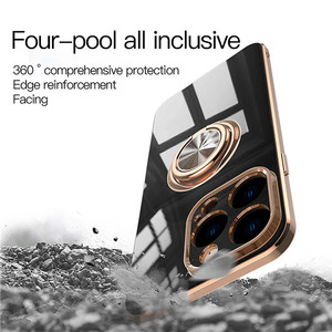 Venta al por mayor de funda móvil de lujo para <span class=keywords><strong>iPhone</strong></span> 16 15Plus <span class=keywords><strong>11</strong></span> XR funda suave con soporte de anillo magnético electrochapado característica a prueba de golpes - Product Image 4