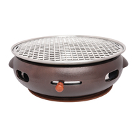 Parrilla de Carbón de Hierro Fundido y Cerámica - Parrilla de Mesa con Flujo de Aire Ajustable para Barbacoa Coreana, Camping y Jardín