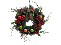 Guirlande de Noël décorative Senmasine 40 cm à suspendre en extérieur, avec feuilles artificielles, baies rouges, cônes de pin et branche enneigée