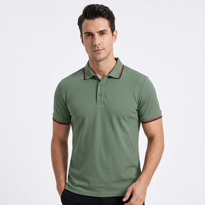 Polo de Manga Corta para Hombre, Color Sólido, con Ribete en Contraste, Logotipo Personalizado, Ropa Casual - Product Image 3