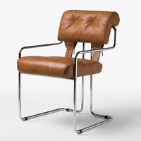 Chaise de salle à manger ergonomique de style turkmène, luxe léger, en cuir véritable, avec accoudoirs, structure métallique, mobilier de maison et de bureau