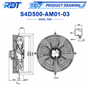 Ventilador Axial S4D500-AM03-01 400V AC 720W 1.41A 1390RPM, Unidad de Condensador de Flujo Axial, Ventilación Industrial de Aire, Alto Flujo de Aire - Product Image 5