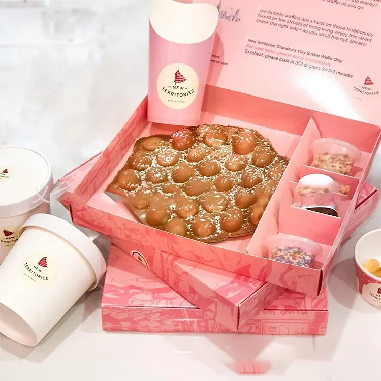 Scatola per alimenti all'ingrosso Logo personalizzato stampato carta di lusso scatola da Dessert scatola di carta per Sushi torta dolce