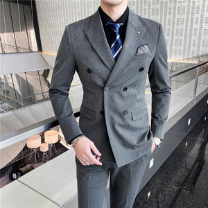 All'ingrosso abito da uomo di alta qualità a tre pezzi da uomo di moda da uomo slim tinta unita business office tailleur plus size - Product Image 4