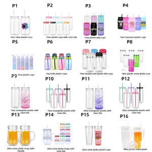 Double Wall 16oz Glitter Snow Globe Cups Reusable Clear <strong>Plastic</strong> <strong>Drinkware</strong> with Lids and Straws for Kids Weddings Parties-12 oz - Product Image 6