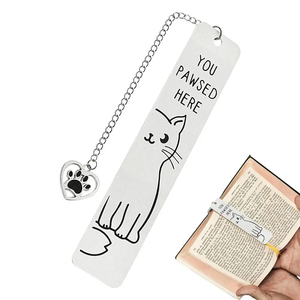 Bookmaker in metallo con pendente <span class=keywords><strong>zampa</strong></span> di gatto unico segno "hai pedinato qui" segnalibro animale per amanti di libri e gatti - Product Image 1