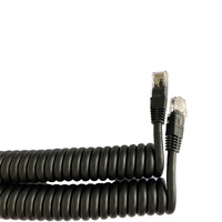 Kabel Ethernet kecepatan tinggi 8P8C Cat8 RJ45, aplikasi Overhead kawat jaringan LAN Spiral pegas konduktor terisolasi PVC