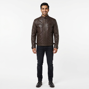 Veste en cuir pour homme de style vintage au design moderne, respirante, anti-rides, confortable, veste en cuir pour homme - Product Image 1