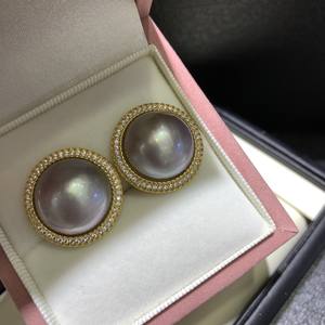 Pendientes de Perlas de Agua de Mar de la Serie Star de Bazaar Banquet, 19-20 mm, Plata S925 - Product Image 1