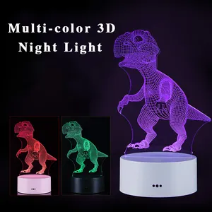 Customize Shape Visual Multicolor 16 Color Changing Wireless Acrylic 3d illusion Led Night Lamp with remote control