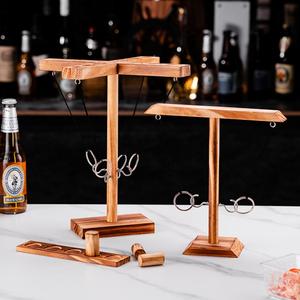 Jeu de lancer d'anneaux en bois fait main pour <span class=keywords><strong>2</strong></span> joueurs, jeu interactif rapide, jeu de lancer d'anneaux pour la maison, en plein air, pour les enfants, amusant pour les bébés - Product Image 5