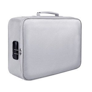 <b>Fireproof</b> Document Bag Silver Zipper Lock Home Outdoor Travel Storage Case - Product Image 1