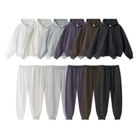 Haute qualité 440G français éponge personnalisé poids lourd survêtement entraînement confortable ample décontracté unisexe pantalons de survêtement et ensemble à capuche