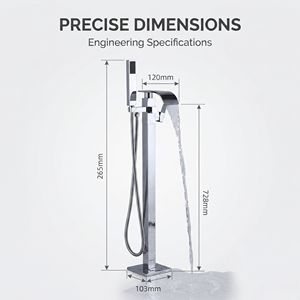 Rubinetto Professionale <span class=keywords><strong>da</strong></span> Pavimento per <span class=keywords><strong>Vasca</strong></span> <span class=keywords><strong>da</strong></span> Bagno, Set <span class=keywords><strong>Doccia</strong></span> in Acciaio Inox con Doccetta, Design Moderno, Monocomando in Ceramica - Product Image 5