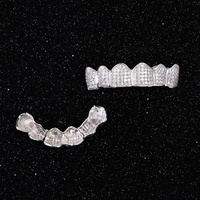 Yu Ying - Rejilla Dental Personalizada con Diamantes de Imitación Moissanite VVS, Chapada en Oro Blanco Sólido de 14k/18k y Plata de Ley S925