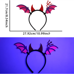 Diadema de Cuerno Rojo y Estilo Murciélago de Alta Calidad, Diseño Temático de Halloween, Decorada para Disfraces de Fiesta y Cosplay - Product Image 1