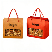Boîte à poignée en papier kraft avec fenêtre et logo personnalisé pour emballage de bonbons, miel, confiture, biscuits, fruits secs