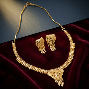Juego de Joyería Tradicional Hecho en India, Collares de Cadena Chapados en Oro de 14K, 18K y 24K, Collares Cortos al por Mayor, Juego de Collares de Latón Rellenos de Oro - Product Image 1