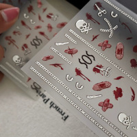 Autocollants d'ongles 5D d'horreur TSZS Halloween, motifs gothiques, yeux sanglants, lèvres, fantômes, empreintes de mains, non toxiques, fournitures de salon DIY