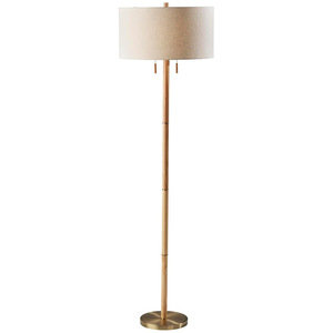 Floor Lamp Bamboo Off <b>White</b> <b>Shade</b> Led <b>Light</b> Source Scandinavian Design Style For Living Room Bedroom - Product Image 5