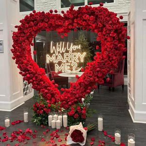 Arco di Fiori a Forma di Cuore con Luci LED in Acrilico, Decorazione Floreale Artificiale per Sfondo Matrimoniale - Product Image 1