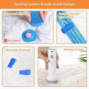 <span class=keywords><strong>Sacchetti</strong></span> Sottovuoto per <span class=keywords><strong>Vestiti</strong></span> con Pompa Wireless, Confezione da 9 <span class=keywords><strong>Sacchetti</strong></span> <span class=keywords><strong>Salvaspazio</strong></span> per Viaggi, Traslochi, Piumoni, Conservazione Abiti - Product Image 4