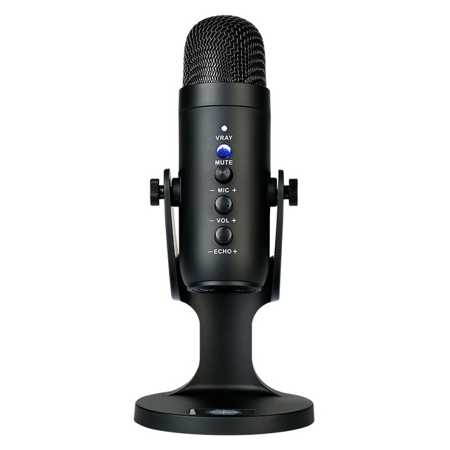 Wired Desktop Condenser USB Mic for Podcast Recording & Gaming Adjustable RGB Lights Cardioid Polar Pattern Condenser Microphone