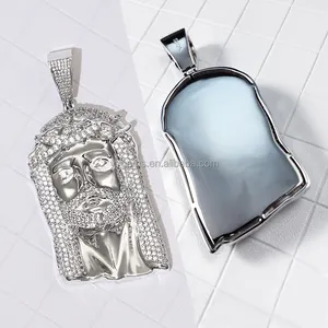 Solid 925 Sterling Silver With D/VVS Moissanite Iced Out Figure Jesus Moissanite Pendants For Necklace