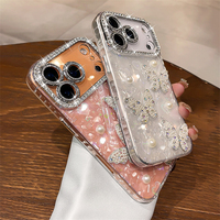 Coque de téléphone transparente papillon diamant pour iPhone 17 Air 16 15 14 13 12 Pro Max, coque arrière en silicone souple plaqué transparent