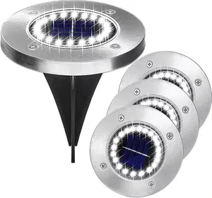 Power Dream Venta caliente 8Led Auto On/Off Night Security Disk Powered Led Garden Light Walkway Outdoor Solar Ground Lights