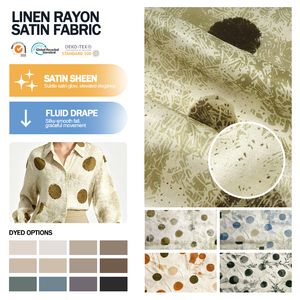 Tissu imprimé satiné léger et respirant en viscose et lin pour robes – Vente en gros - Product Image 1