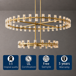 Lampadario a due livelli rotondo a LED in cristallo K9 Arcachon <span class=keywords><strong>per</strong></span> villa americana, soggiorno, <span class=keywords><strong>sala</strong></span> <span class=keywords><strong>da</strong></span> <span class=keywords><strong>pranzo</strong></span>, illuminazione di lusso, decorazione <span class=keywords><strong>per</strong></span> la casa - Product Image 1