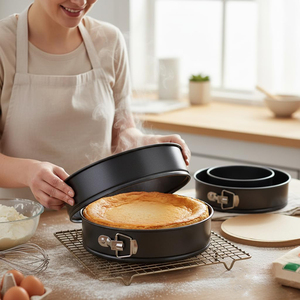 Non-Stick <b>Cake</b> Pan Set 3 Pieces <b>Cake</b> <b>Mold</b> Removable Bottom Carbon Steel Non-stick Tart Pan - Product Image 2