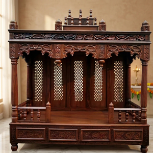 M/S Huda Handicraft and Home Decor Traditional Wooden Pooja Ghar with Carved Design NEW ARRIVAL for Indoor <b>Decoration</b> - Product Image 3