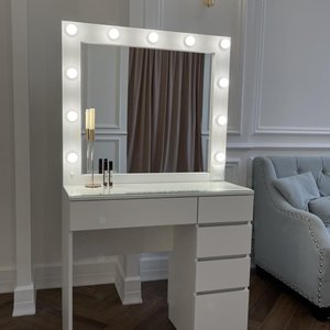 Modern Makeup Vanities High Gloss 5 <strong>Drawers</strong> <strong>Small</strong> Dressing Table Mirror Table Vanity Desk for Makeup Set Bedroom Furniture - Product Image 6