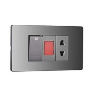 Enchufe universal de Italia 16A estándar de EE. UU., interruptor y enchufe de Panel de vidrio multienchufe de alta calidad 1/2 gang.