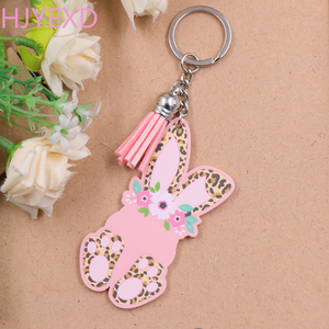 • Coniglietto di fiori di leopardo di fabbrica di vendita caldo per portachiavi di pasqua in acrilico di nome - Product Image 3