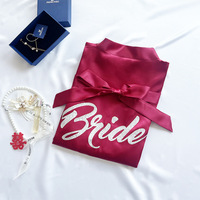 Robe de mariée en satin pour femmes, robe de lune de miel sexy, couleur unie, broderie, robe de mariée, robe de demoiselle d'honneur, robe de bain en soie, robe de chambre sexy, vêtements de nuit