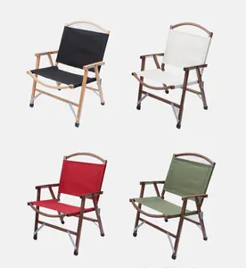 Thiết Kế Ánh Sáng Beech Boong Vườn Recliner Rắn Tếch Lớn Đánh Cá Patio Vải Có Thể Gập Lại Ngoài Trời Ghế Gỗ Cho Dã Ngoại