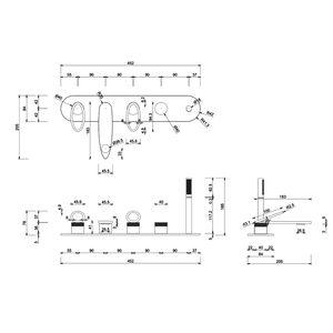 Pour Empolo Nouveau Design Mural <span class=keywords><strong>Doré</strong></span> Bain <span class=keywords><strong>Douche</strong></span> Robinet Mélangeur 5 Trous Baignoire avec Noyau De Valve En Céramique pour Hôtels - Product Image 2